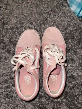 Vans Pink Low-Top Canvas Sneakers with White Stripe